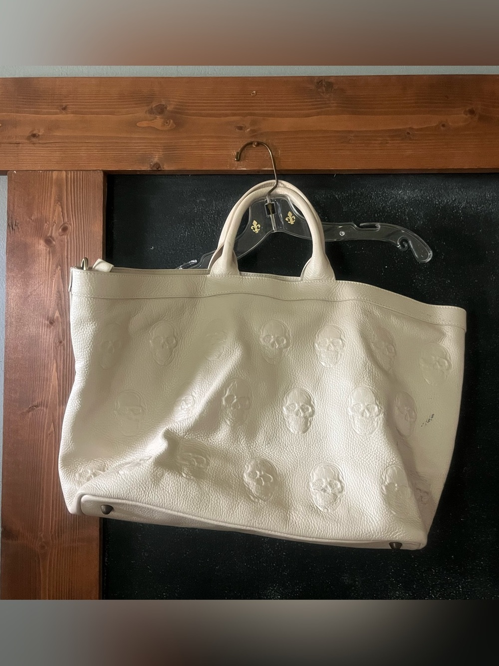 IOPELLE ITALIA LEATHER TOTE WHITE CREAM large